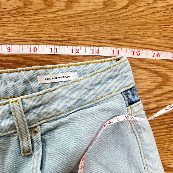 FOREVER 21 Premium Low Rise Wide Leg Distressed 100% Cotton Denim Jeans Sz 27 - Picture 10 of 10